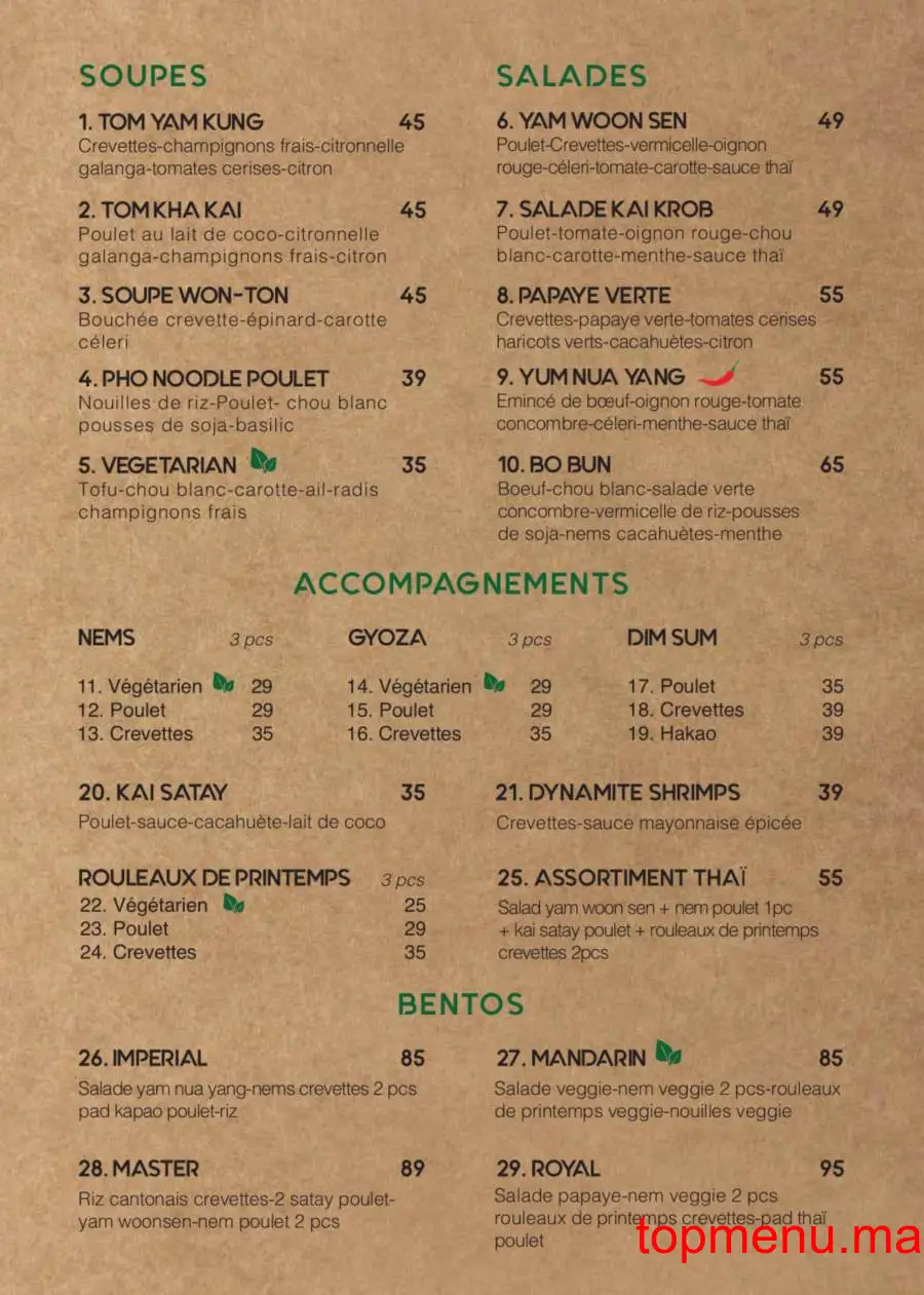 Urban Thai menu page 2