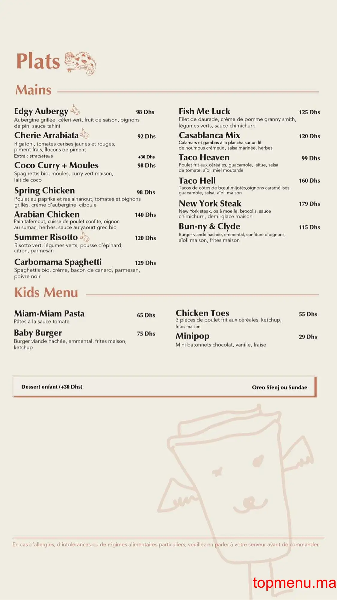 Milk and Honey menu page 2