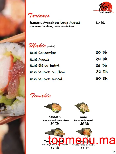 kani sushi menu page 1