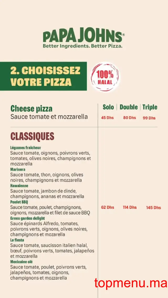 Papa John’s Al Qods menu page 2