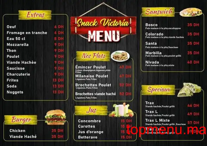 Snack victoria menu page 1