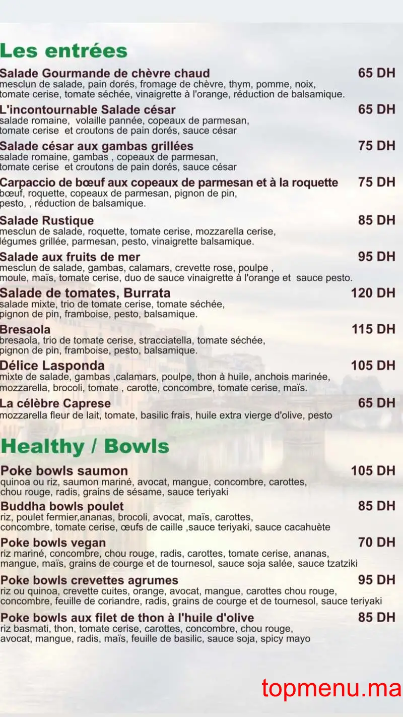 Lasponda menu page 1