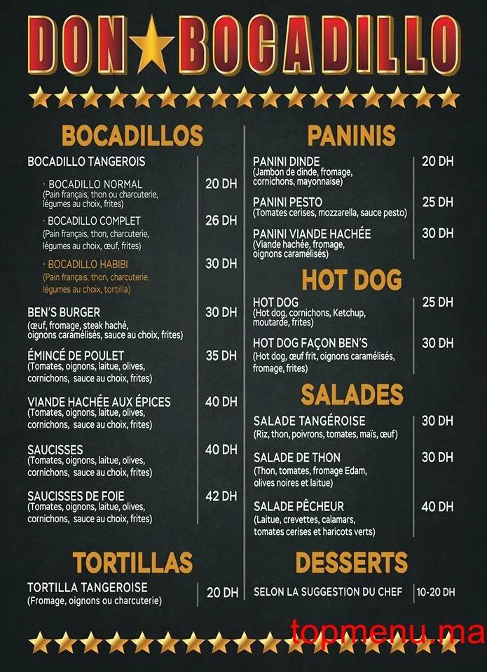 Don Bocadillo menu page 1