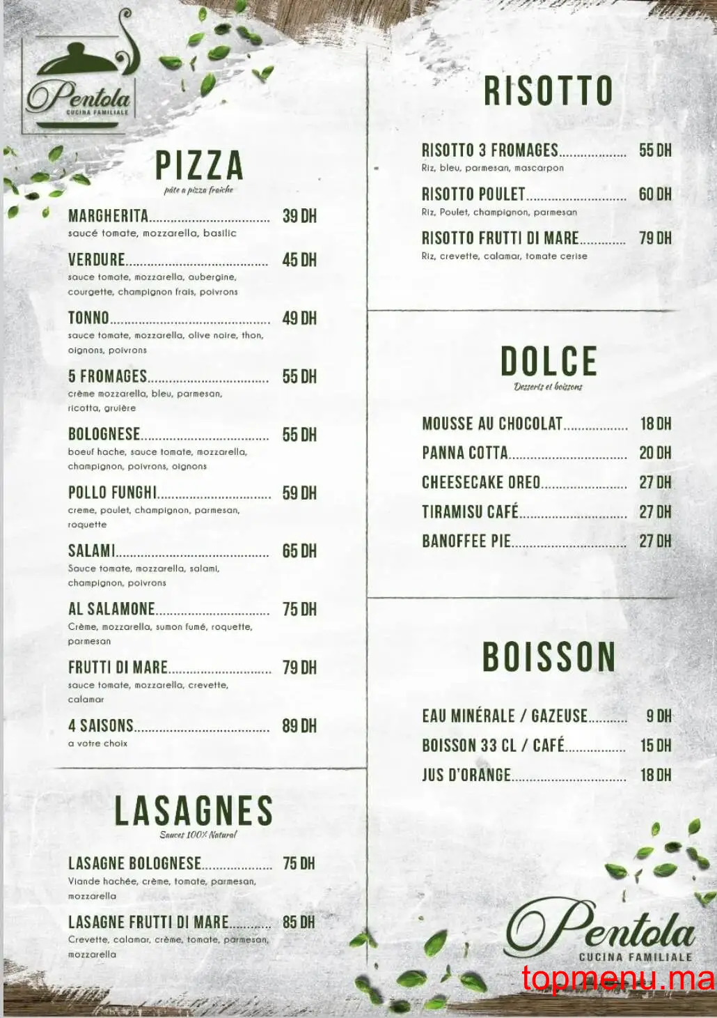 Pentola menu page 2