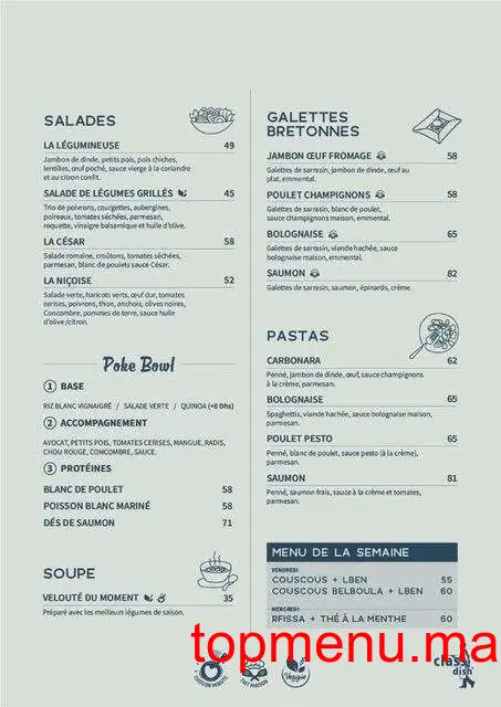 Class Dish menu page 2