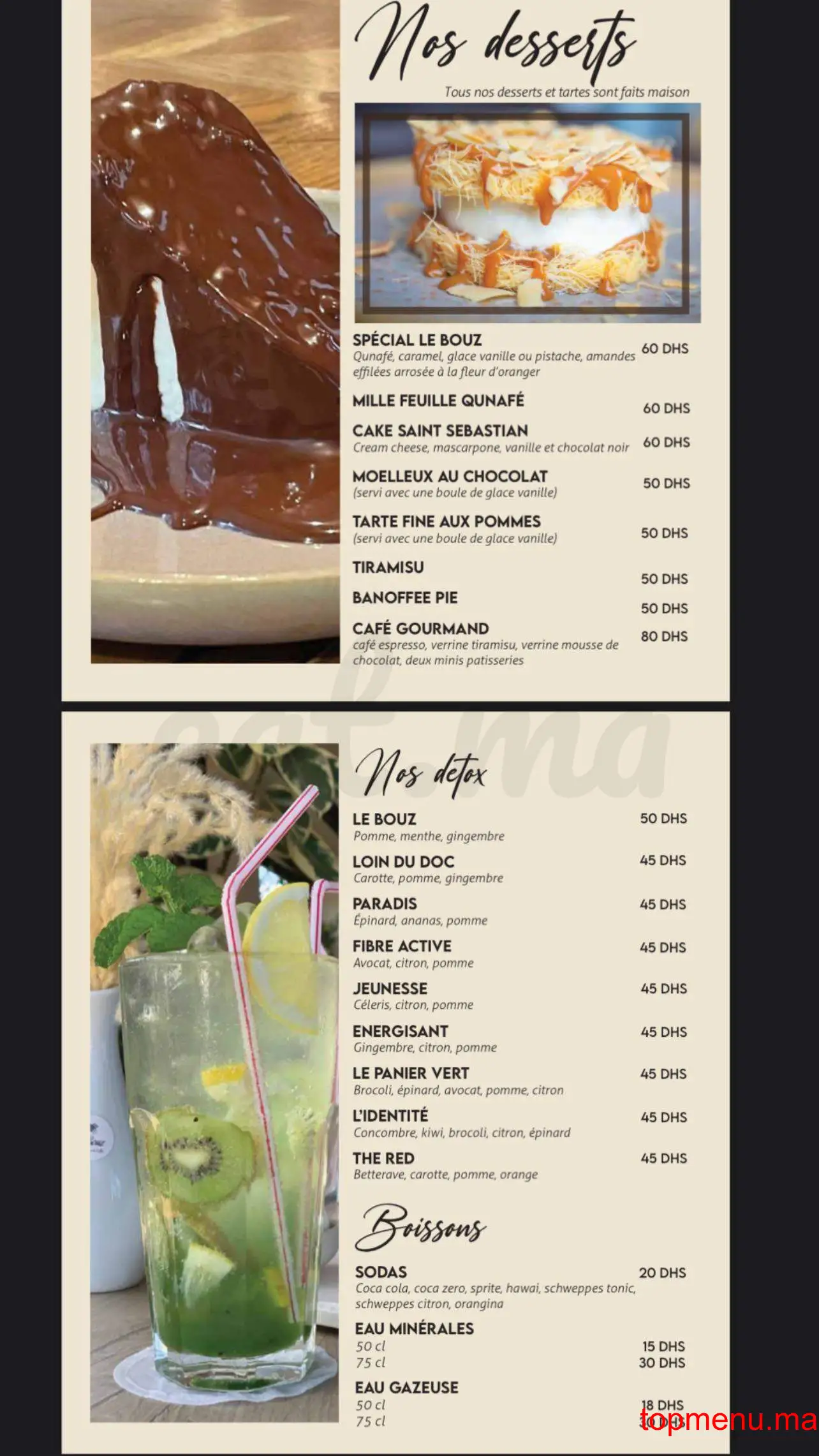 le bouz menu page 1