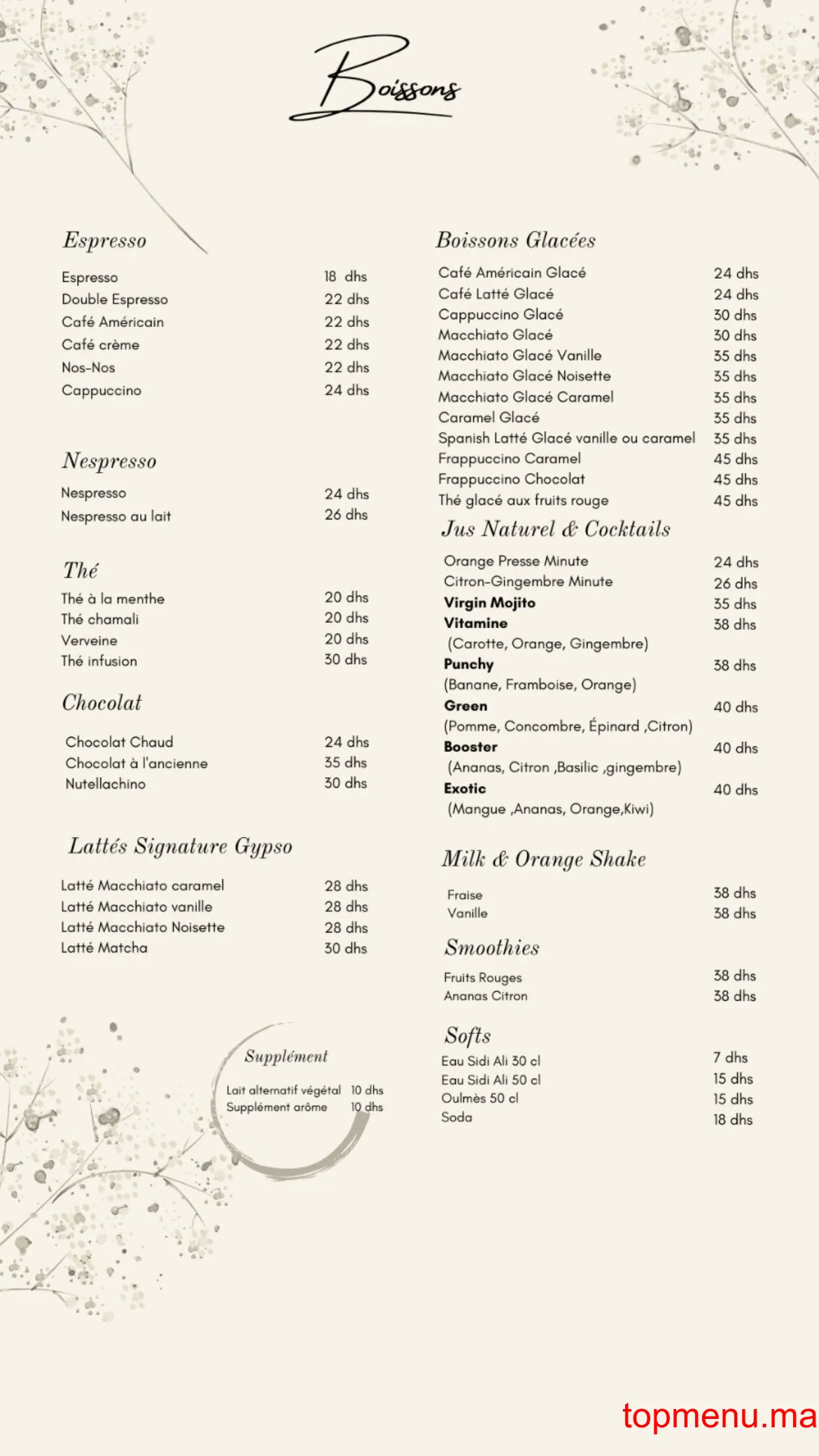 Gypso menu page 6