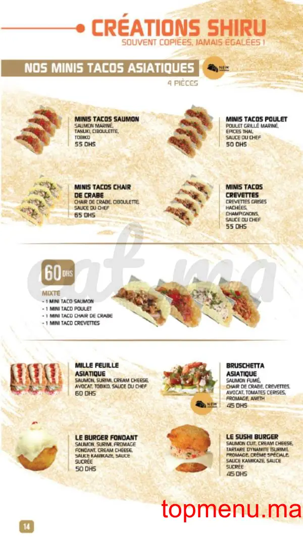 Shiru – Sushis – Thaï & Woks menu page 13