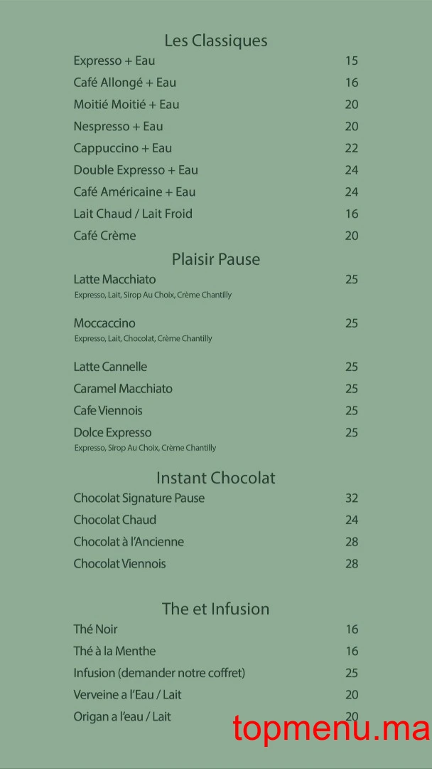 Pause Cafe menu page 21