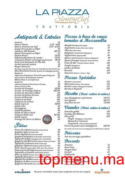 La Piazza Simoncini menu page 2