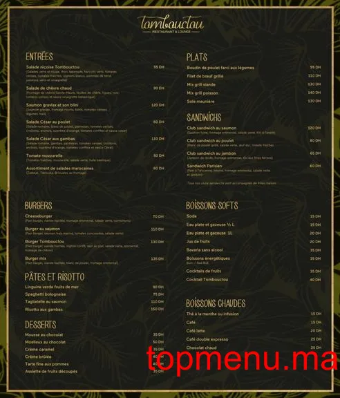 Restaurant Tombouctou by Sindibad menu page 1