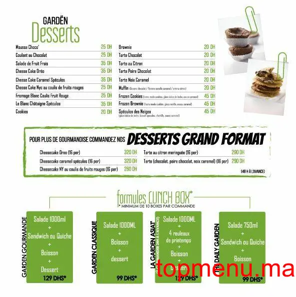 Garden Bar menu page 1