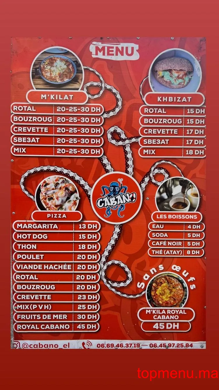 Snack Cabano menu page 1