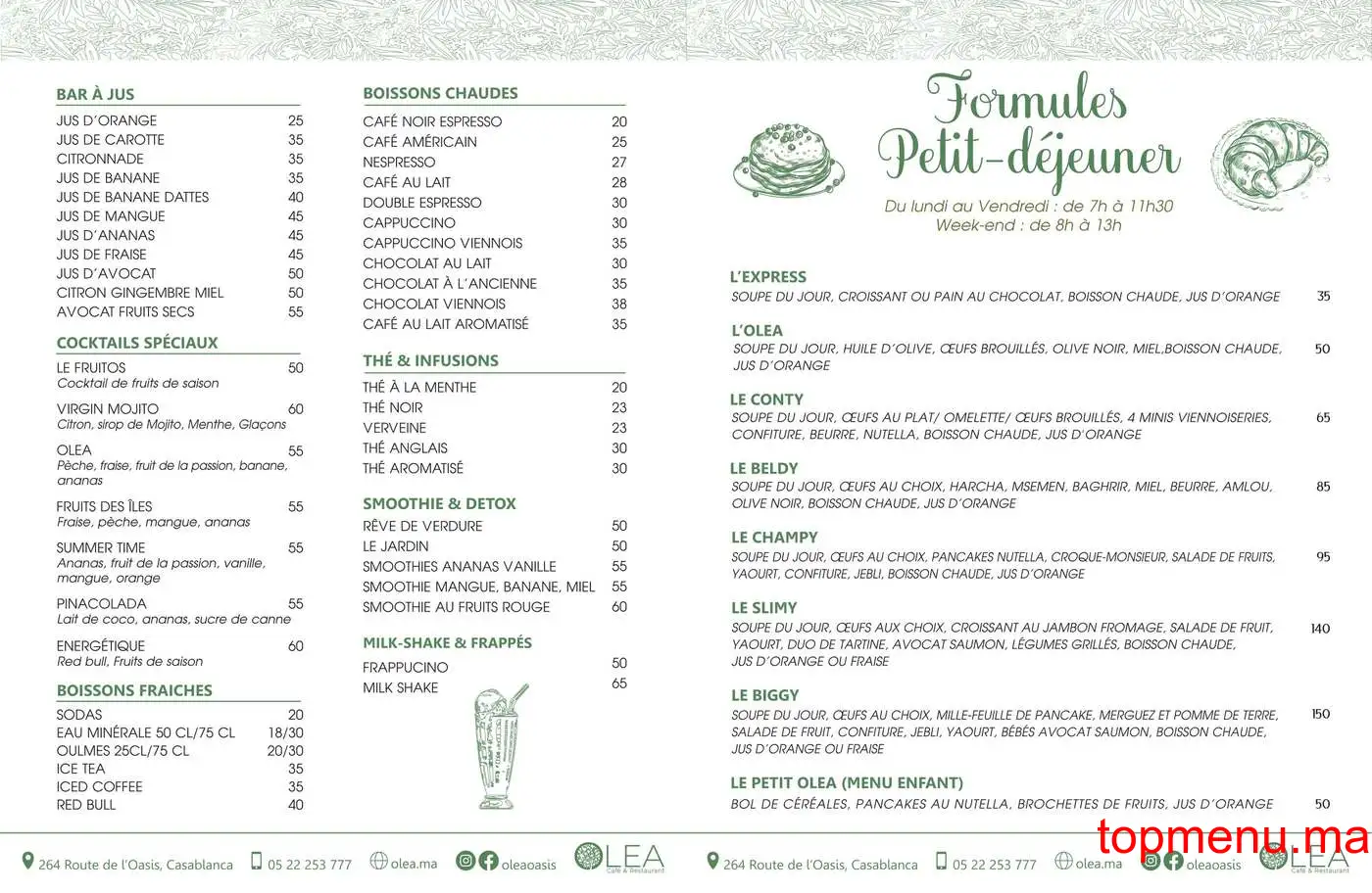 Olea menu page 1