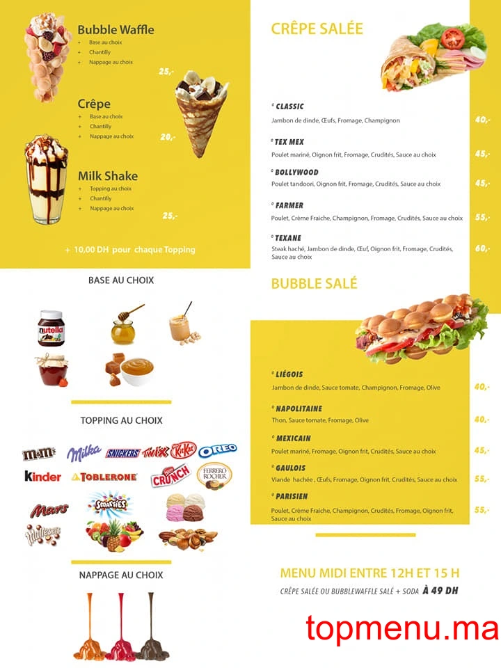 Bubble Waffle 2 Mars menu page 1