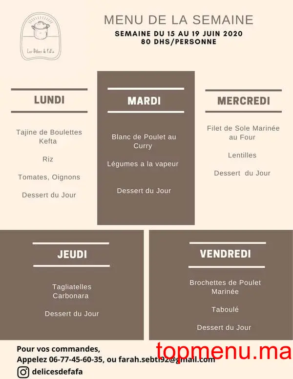 Les Delices de Fafa menu page 1