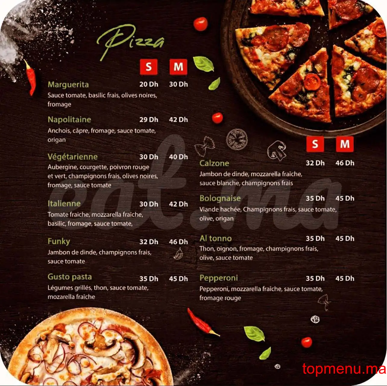 Gusto Pasta menu page 2