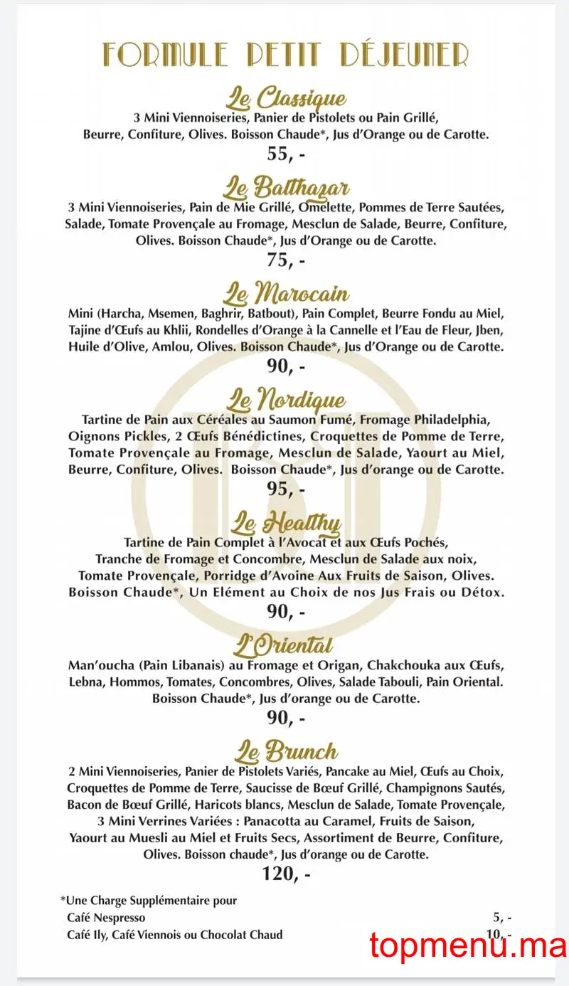 Café Balthazar menu page 1