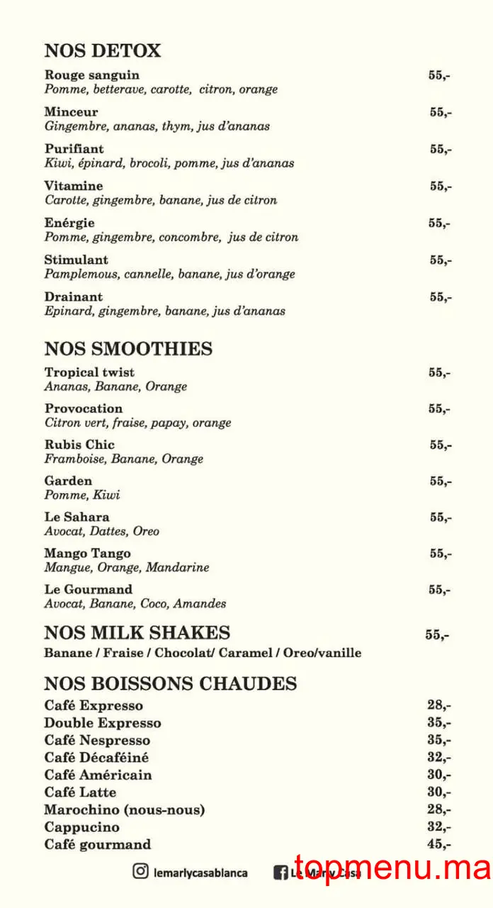 Le Marly menu page 1