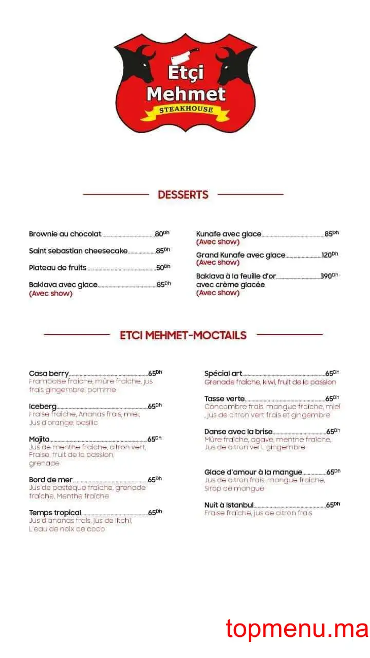 Etçi Mehmet Steakhouse menu page 3