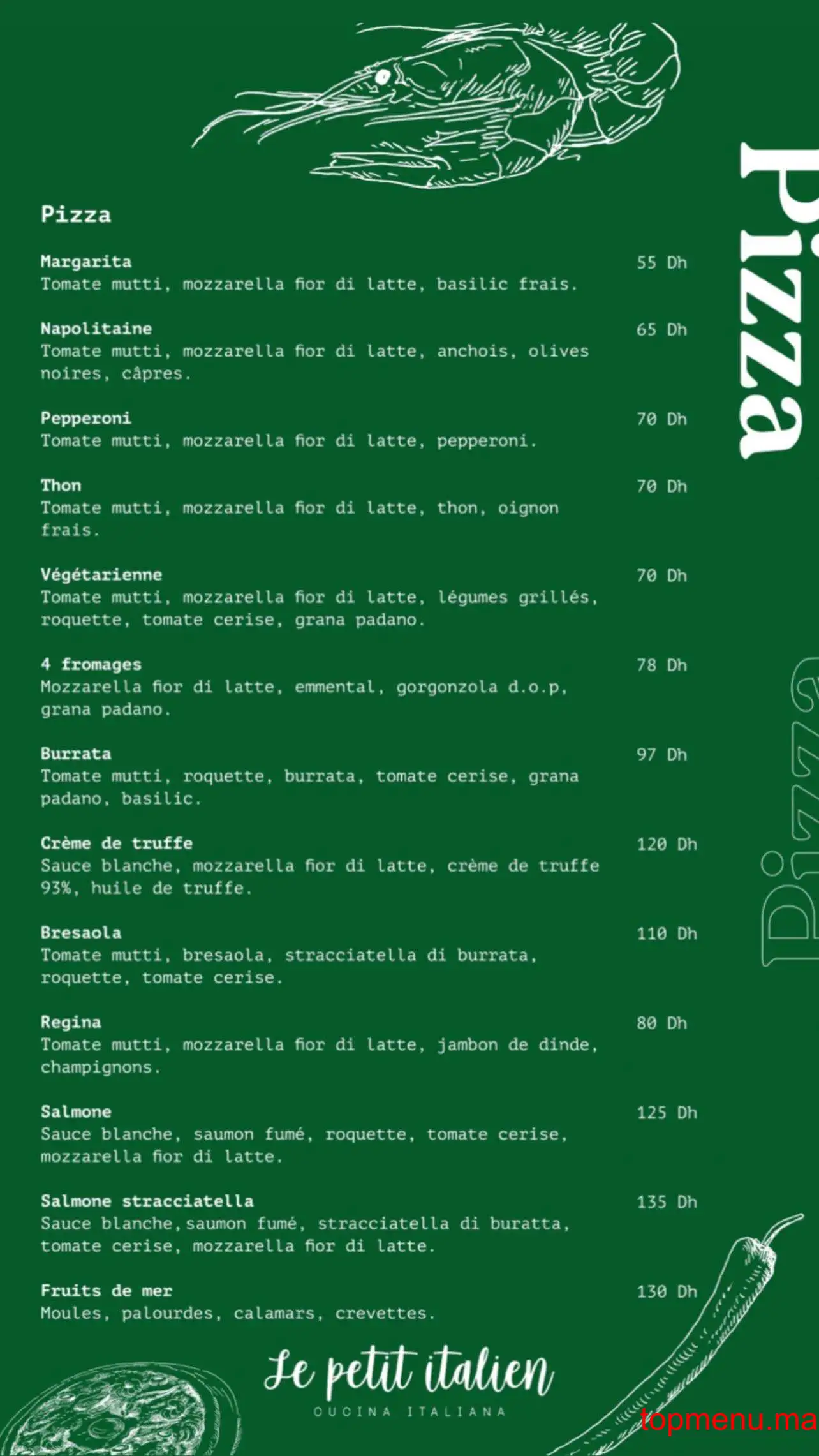 Le Petit Italien Dar Bouazza menu page 2