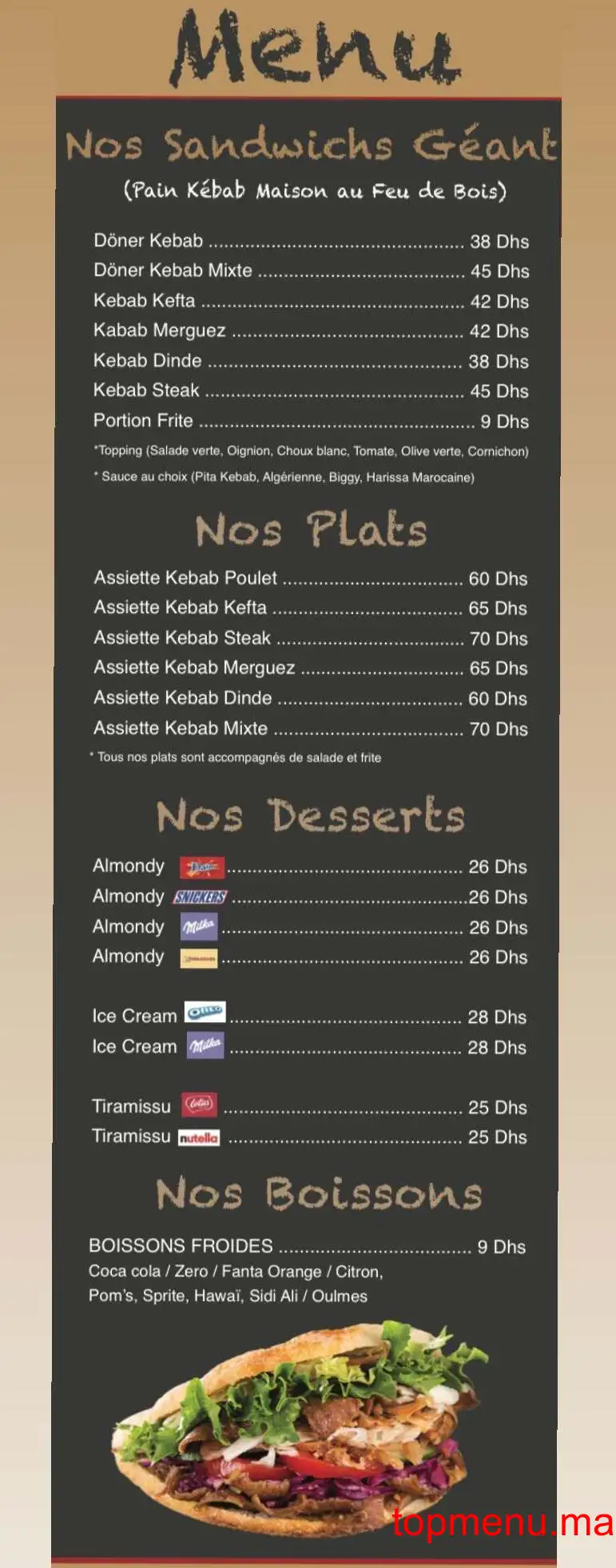 Döner Kebab menu page 1