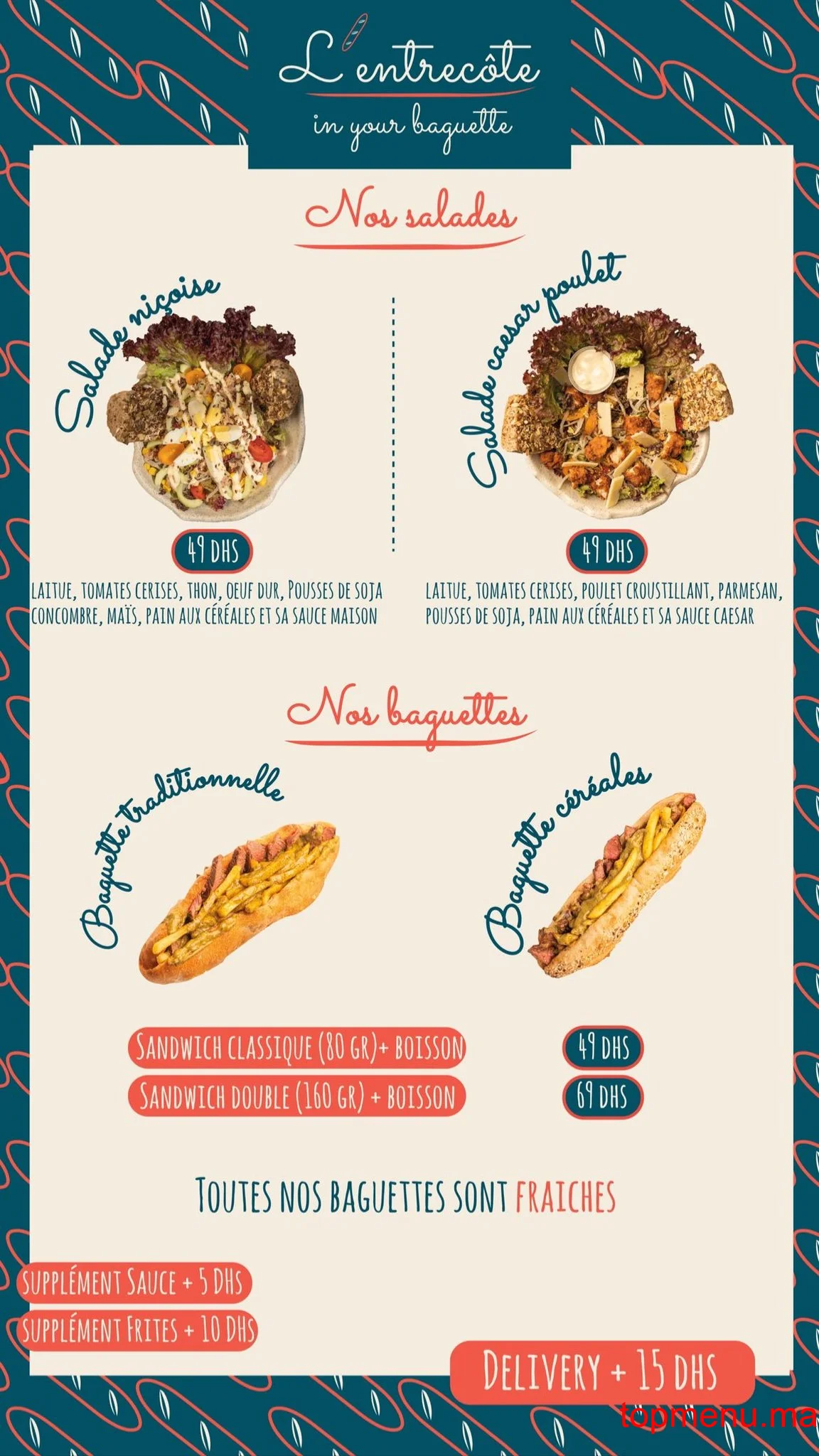 L’entrecôte in your baguette menu page 1