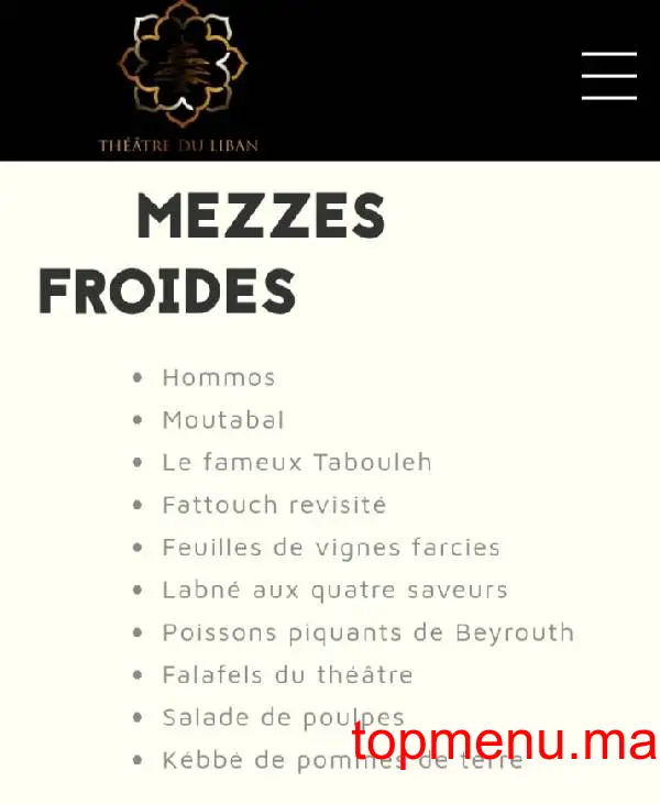 Théâtre du Liban menu page 1