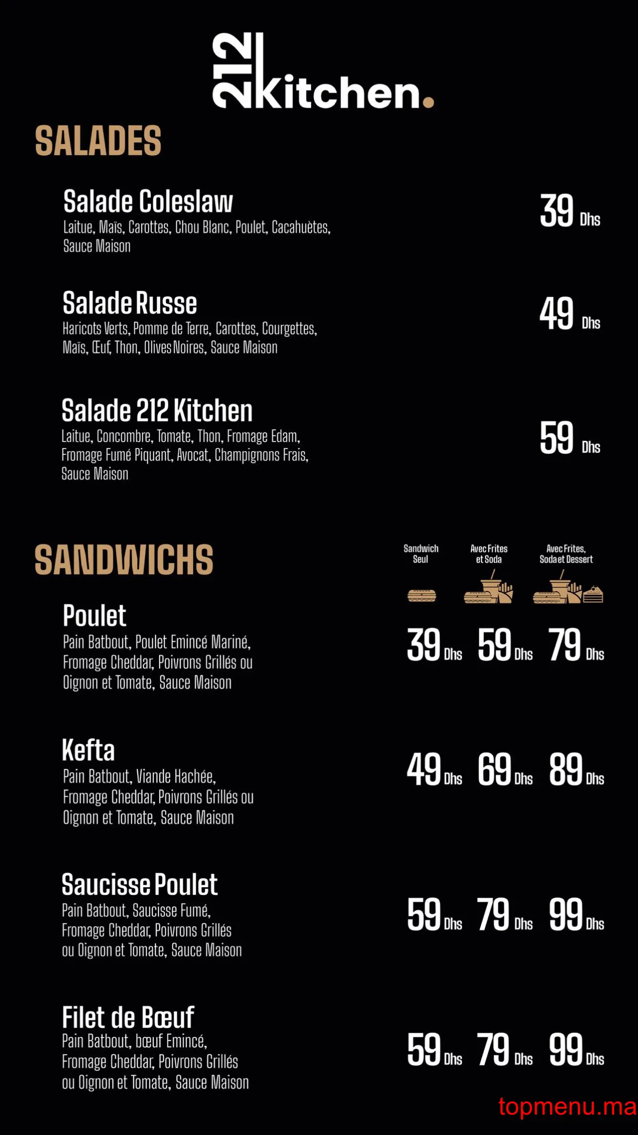 212 Kitchen menu page 2