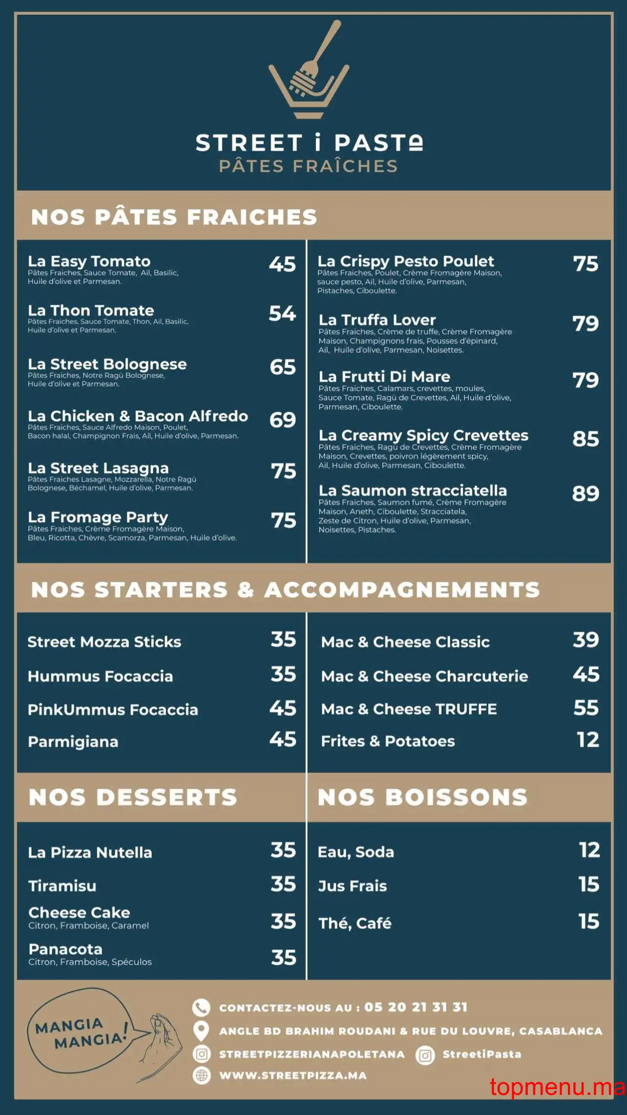 Street Pizzeria Napoletana menu page 1