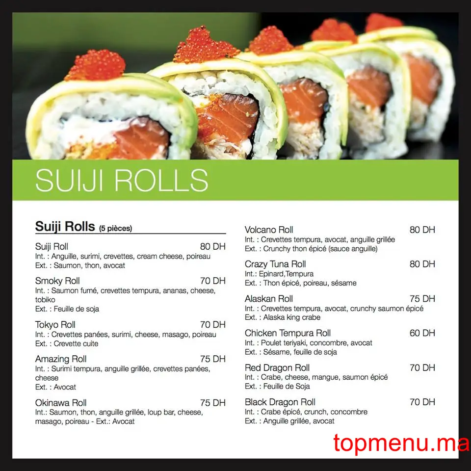 Suiji sushi thai menu page 1