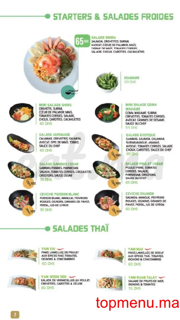 Shiru – Sushis – Thaï & Woks menu page 6