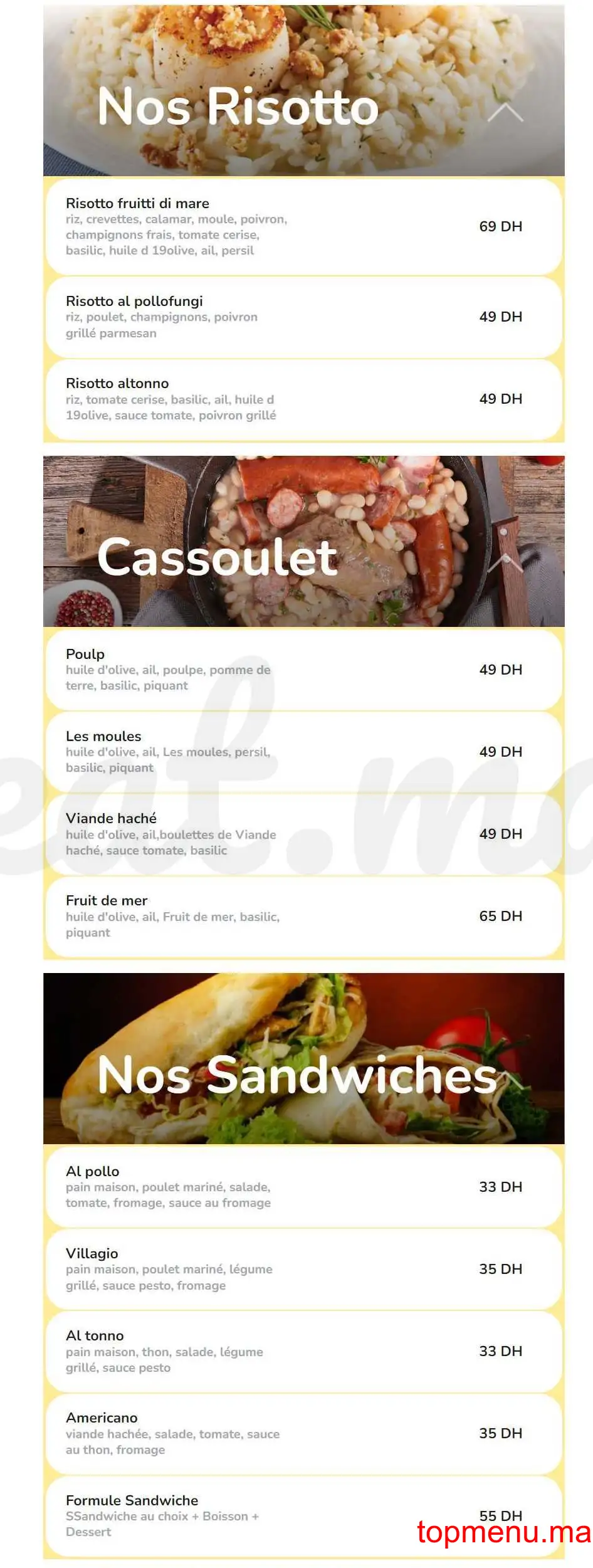 Pasta Pino menu page 5