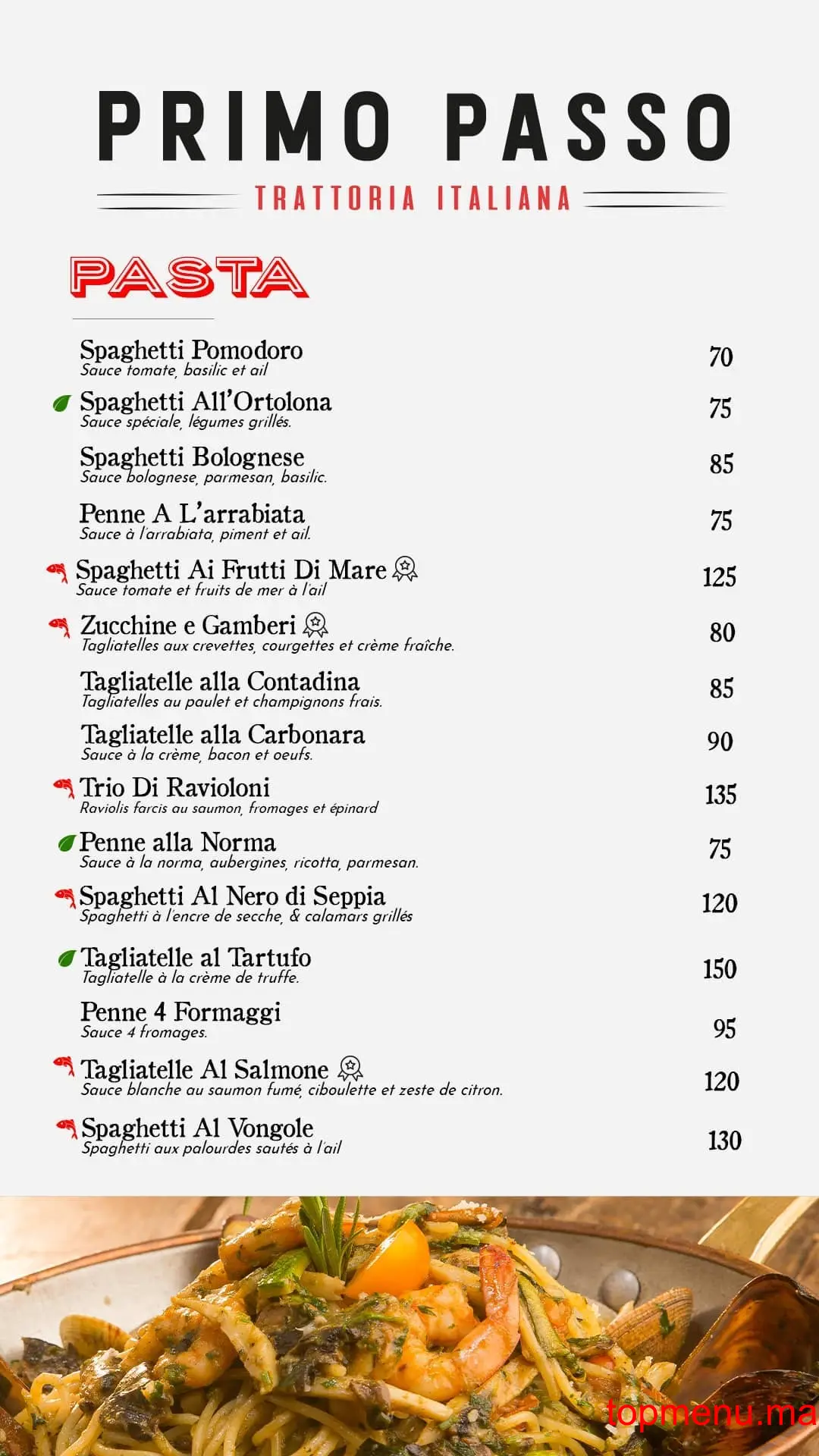 Primo Passo Californie menu page 3