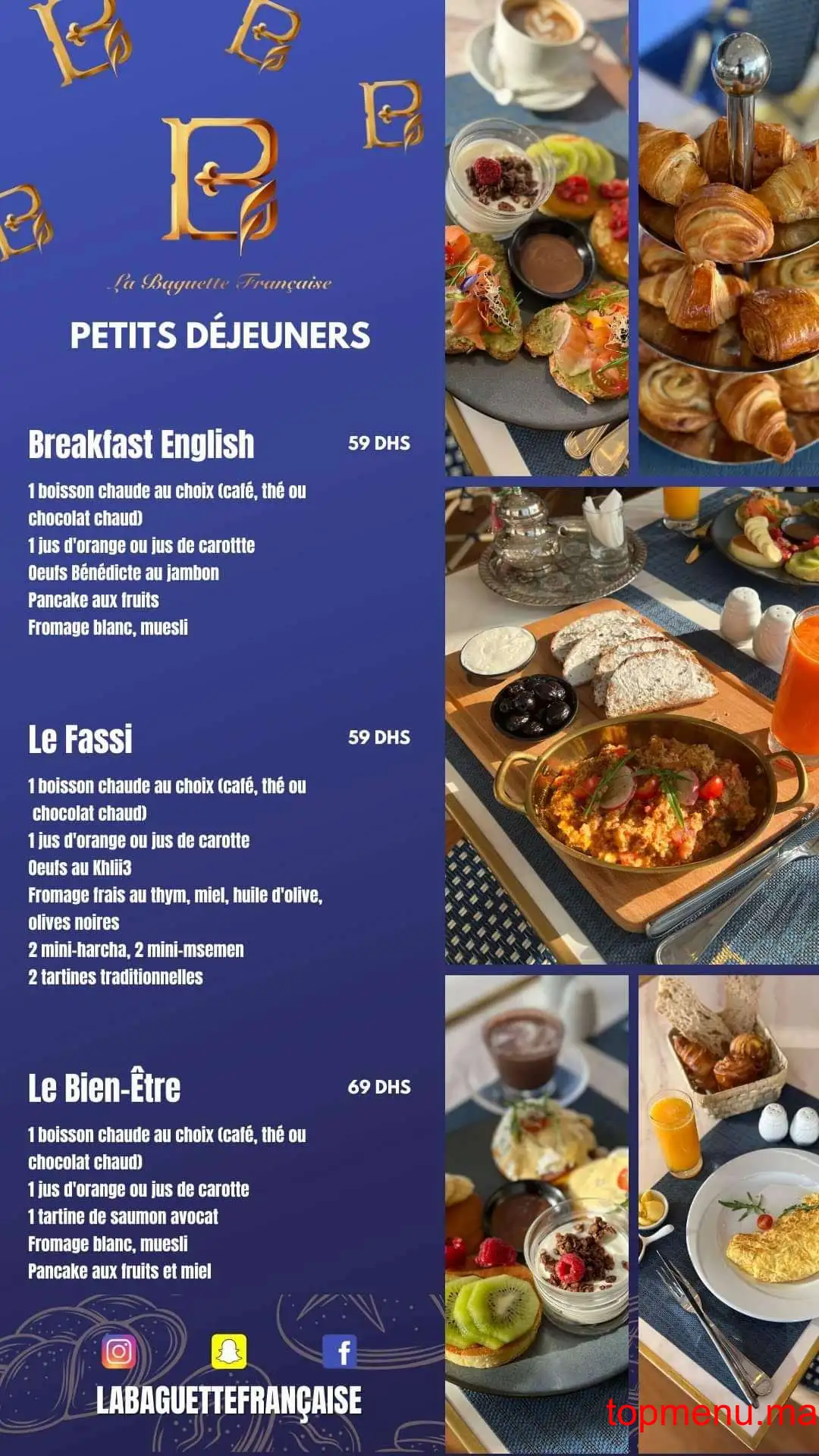 La Baguette Française Racine menu page 1