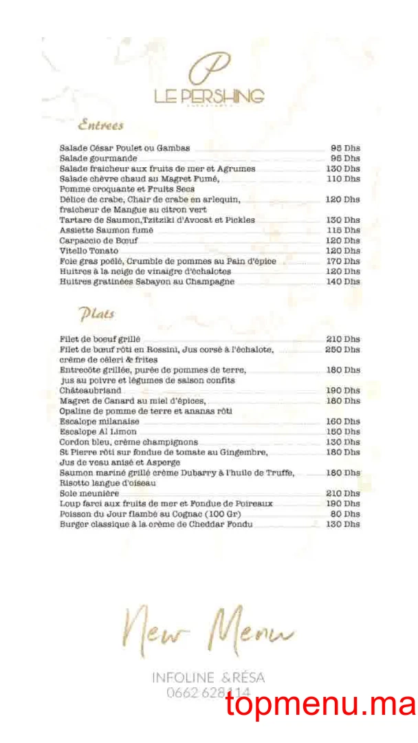 Le Pershing menu page 1