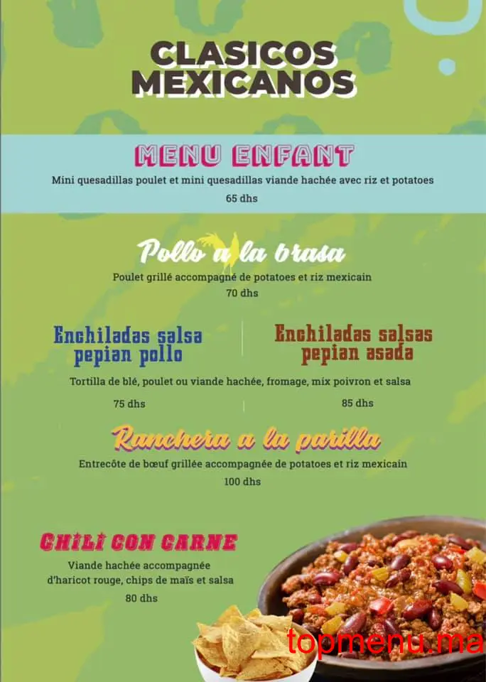 Cantina Mariachi menu page 1