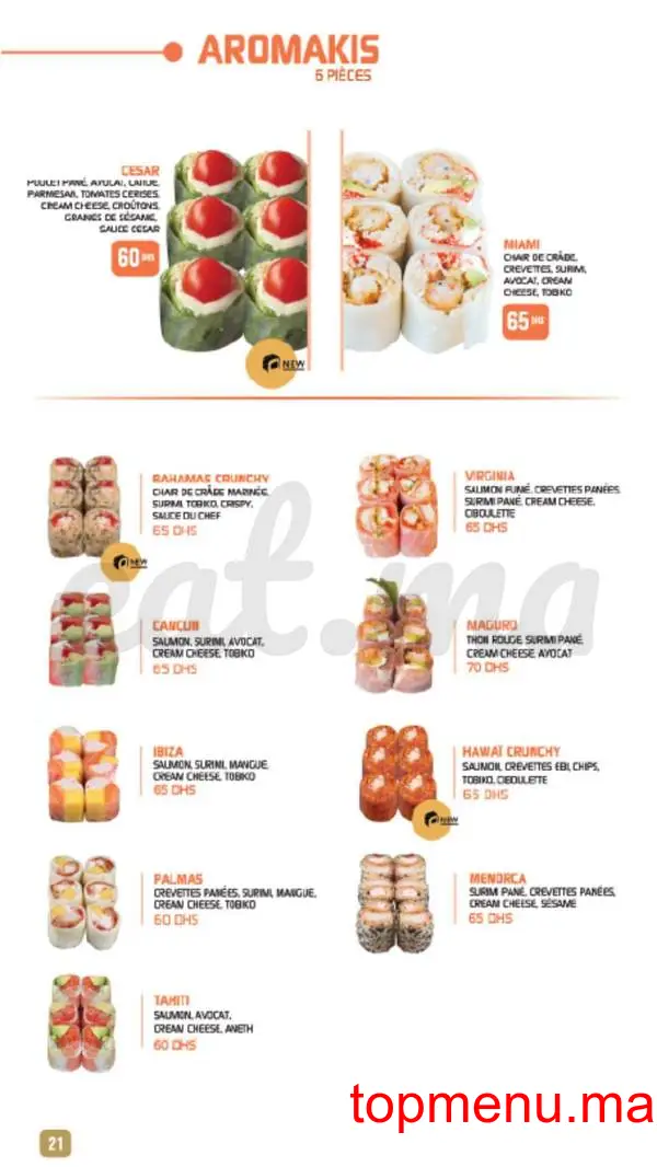 Shiru – Sushis – Thaï & Woks menu page 20