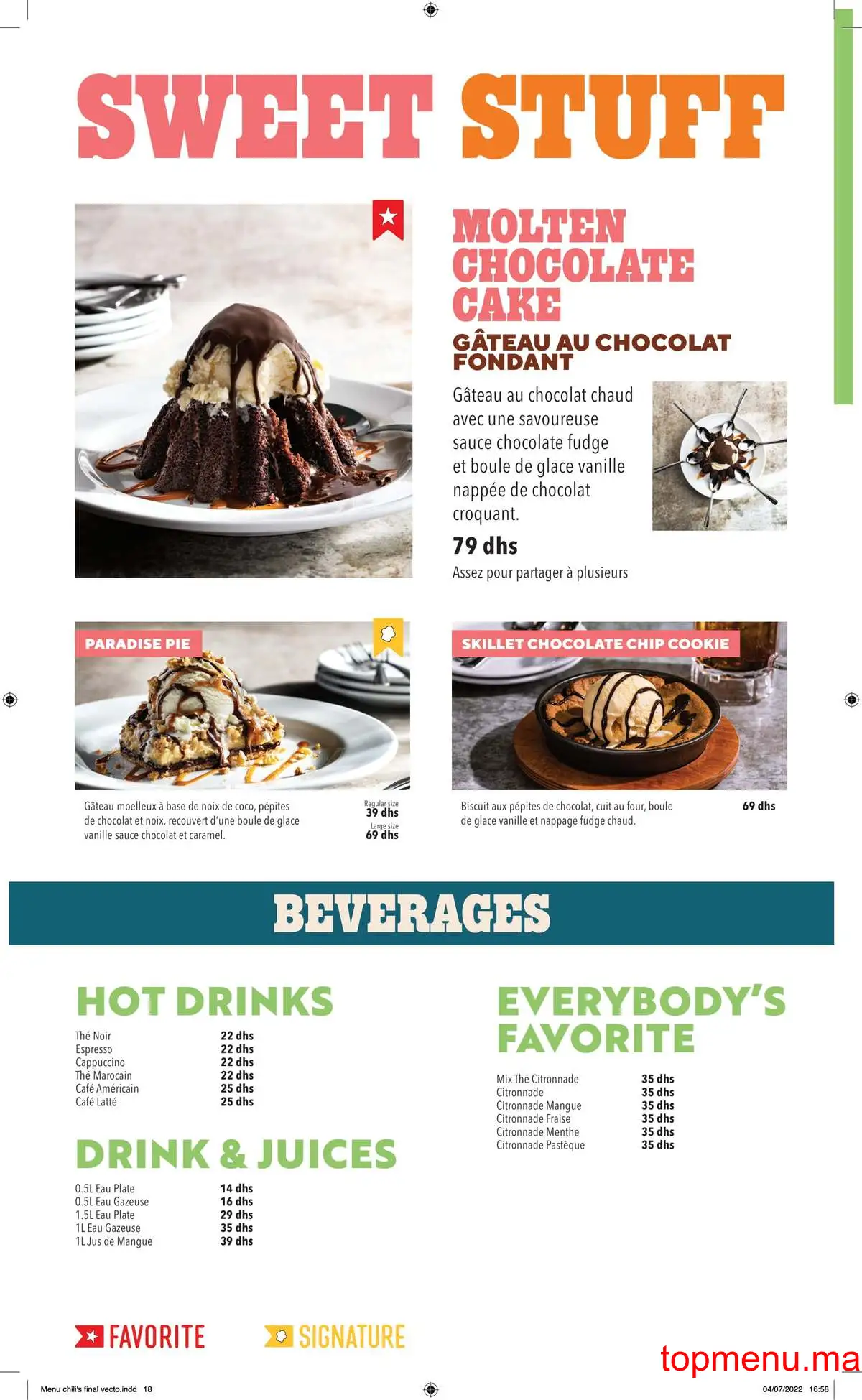 Chili’s menu page 13