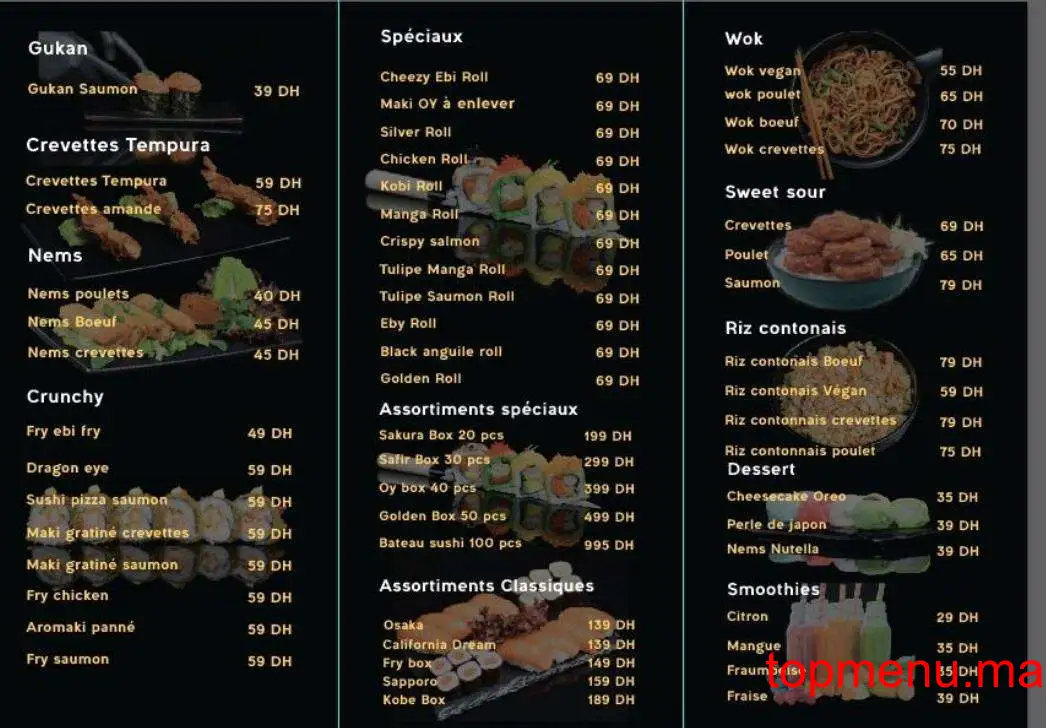 Oy Sushi Californie menu page 1