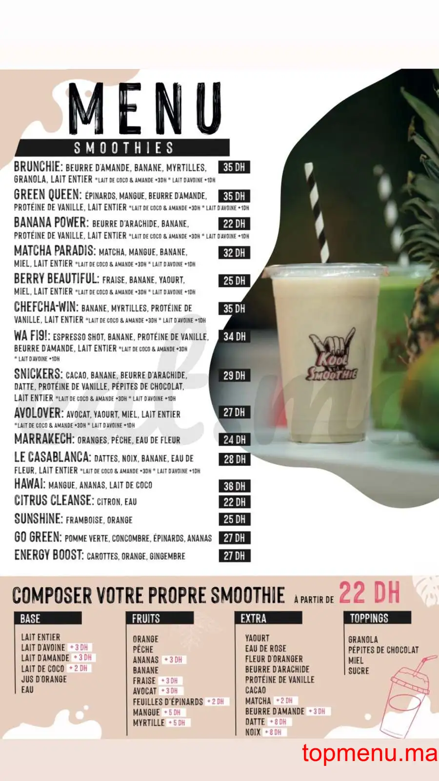 Kool smoothie menu page 1