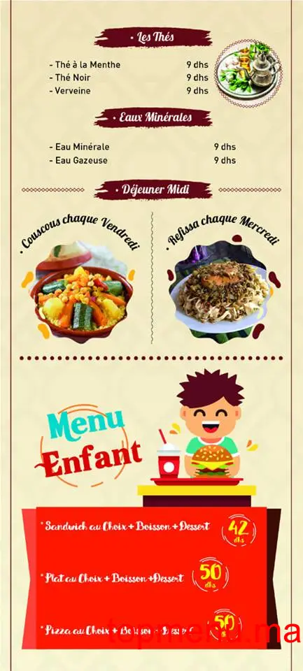 Riad Chhiwat menu page 1