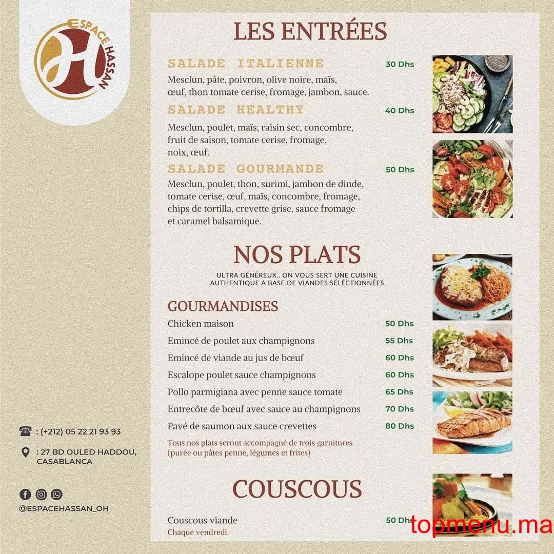 Espace Hassan Bd Ouled Haddou menu page 1