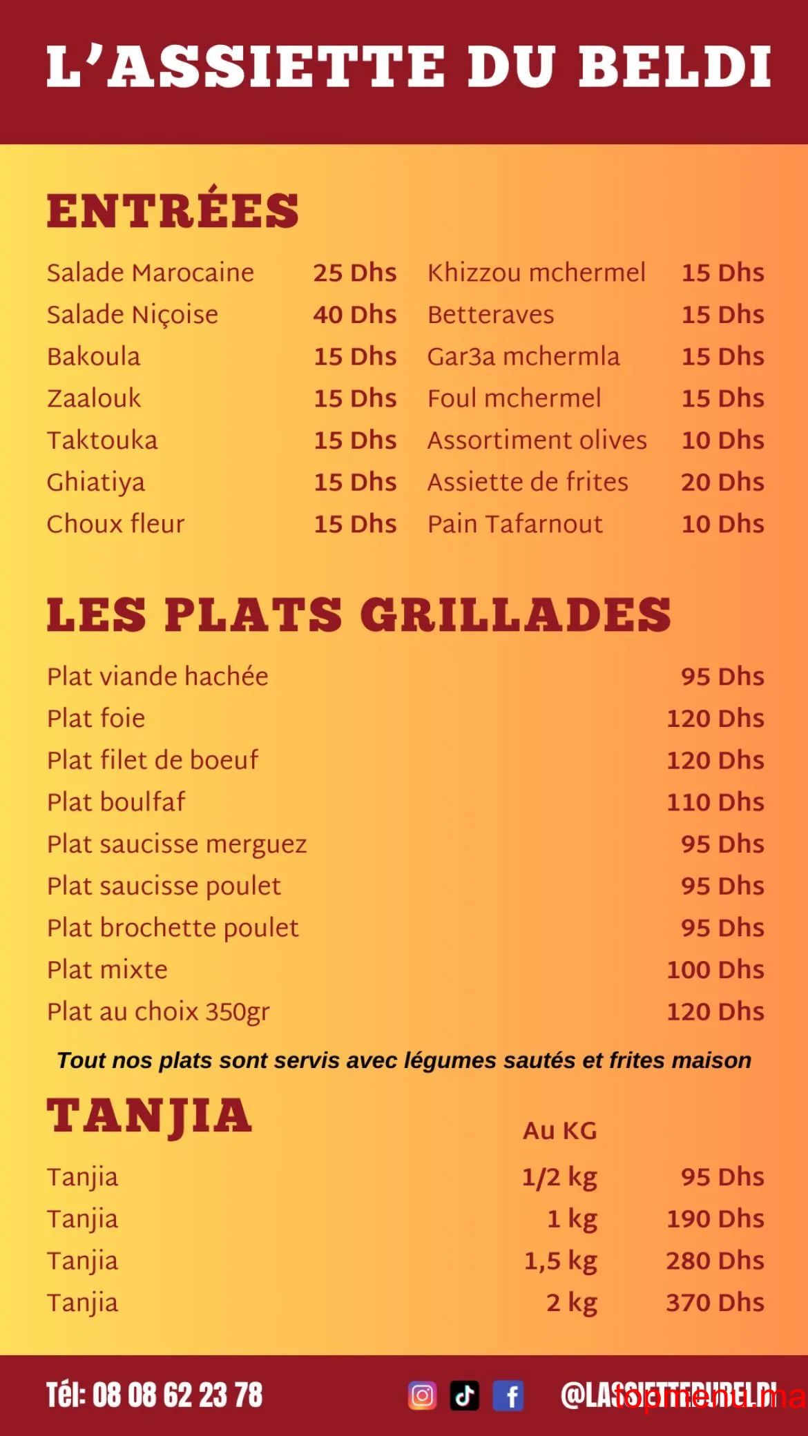 L’Assiette Du Beldi – La Corniche by LBF menu page 1