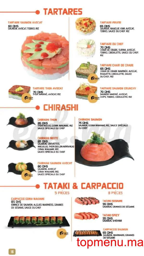 Shiru – Sushis – Thaï & Woks menu page 15