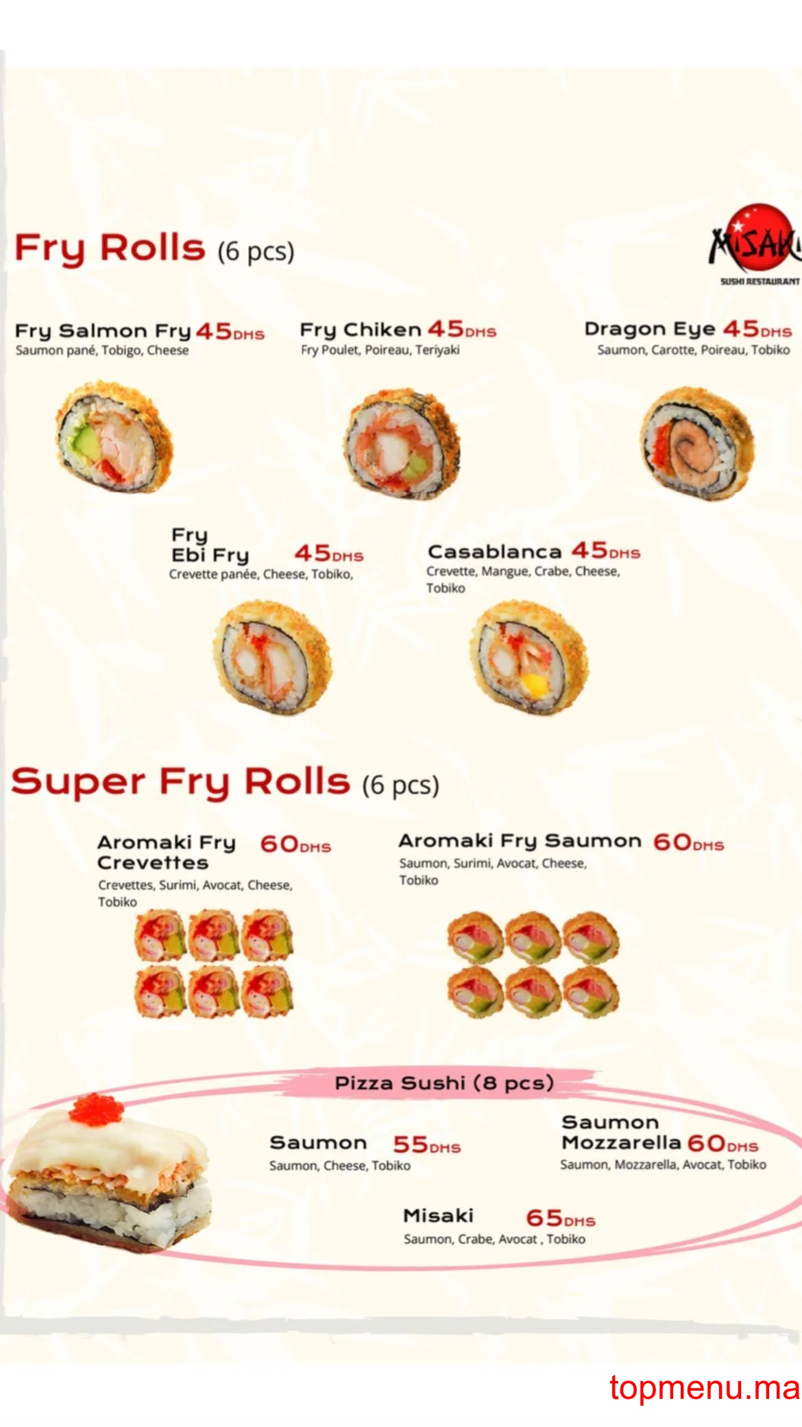 Misaki Sushi menu page 7