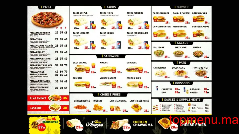 Tacos Amigos menu page 1