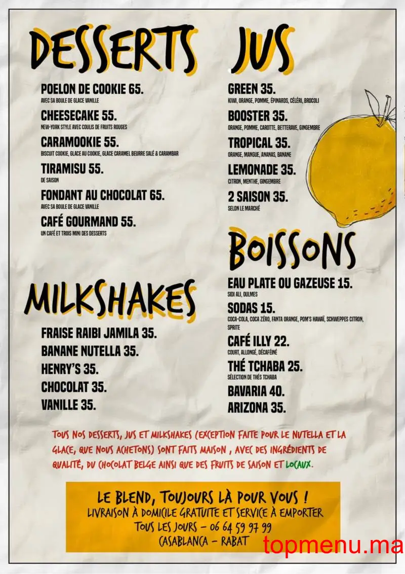 Blend Gourmet Burger menu page 2