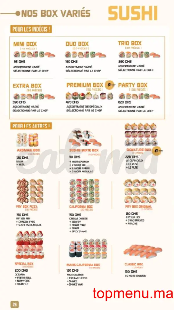 Shiru – Sushis – Thaï & Woks menu page 25