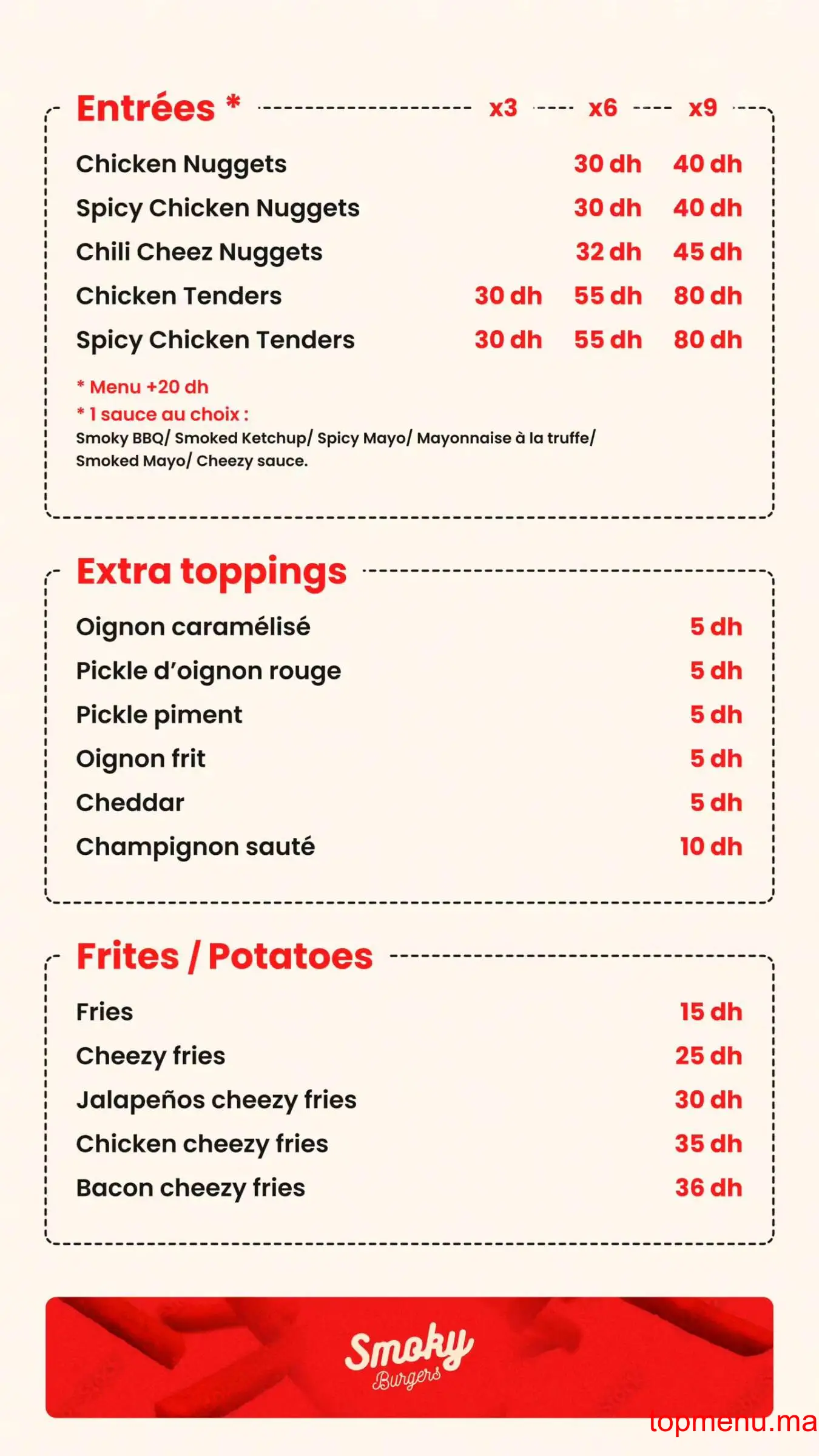 Smoky Burgers menu page 3